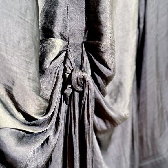 Steve Madden Olive Tie Waist Long Sleeve Satin Shirtdress XS - Picture 6 of 6